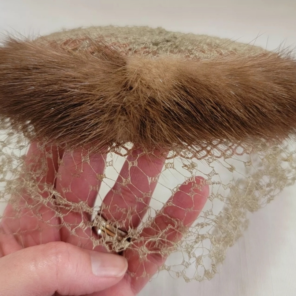 Vintage Valerie Modes netted veil fur hat 1940s 1950s